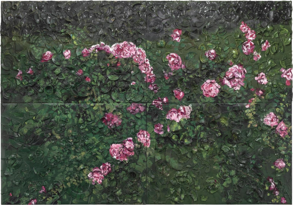 Rose plate painting by Julian Schnabel
