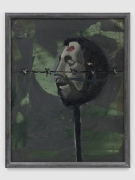 A painting by Markus Lüpertz depicting a decapitated head on a stake