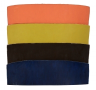 Large Painting in shades of orange, yellow,black and blue