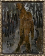 A painting by Markus Lüpertz depicting a hunter