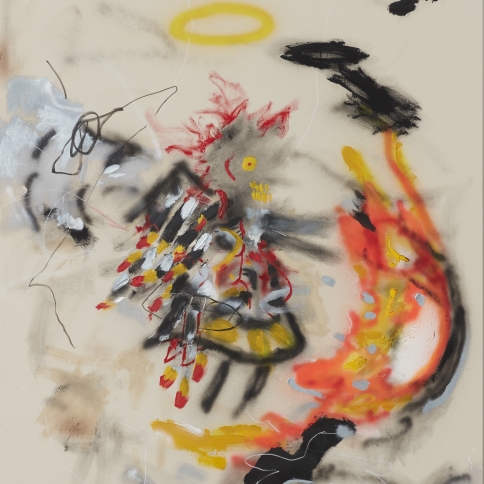 A painting by Robert Nava depicting an abstract angel