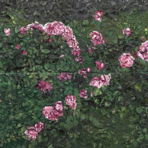 Rose plate painting by Julian Schnabel