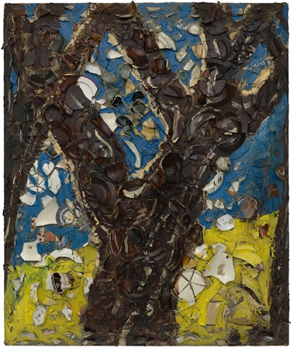 A painting by Julian Schnabel titled Trees of Home (for Peter Beard) 1, 2020